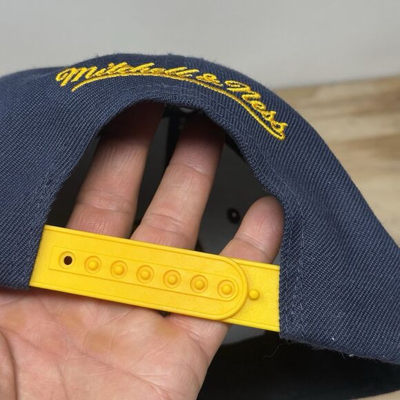 Golden State Warriors Mitchell & Ness NBA Snapback Hat Cap 3D Logo Navy Yellow - Picture 10 of 11